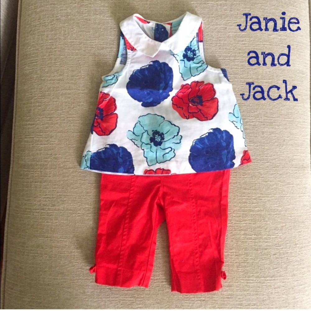 ❤️💙Janie and Jack Red White & Blue Outfit 6-12M